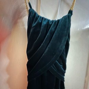 Dark green velvet Cider jumpsuit with gold chain straps size m holidays